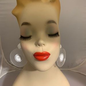 Record earrings white.